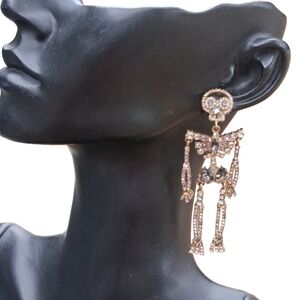 Dazzling Rhinestone Skeleton Dangle Earrings - Statement Jewelry